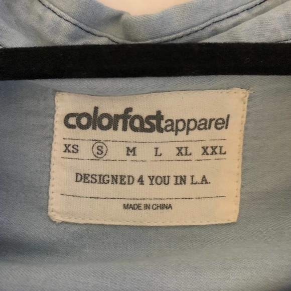 COLORFAST APPAREL Light Wash Denim Shirt Jean Dress - Picture 12 of 15